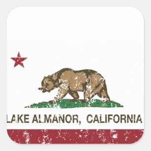 California Republic Flag Lake Almanor Square Sticker