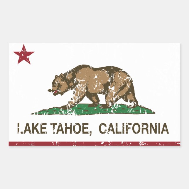 California Republic Flag Lake Tahoe Rectangular Sticker (Front)