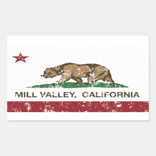 California Republic Flag Mill Valley Rectangular Sticker
