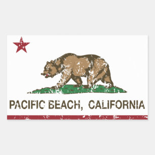 California REpublic Flag Pacific Beach Rectangular Sticker
