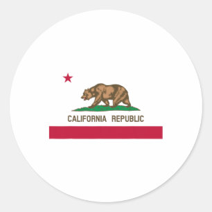 California Republic Flag Patriotic State Travel Us Classic Round Sticker