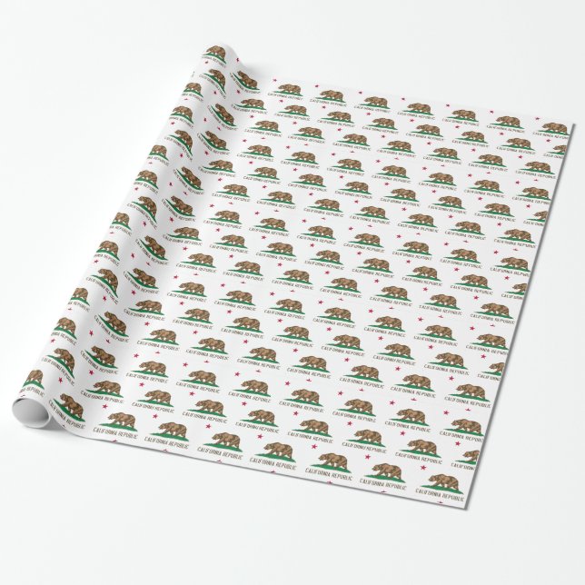 California Republic Flag Pattern Wrapping Paper (Unrolled)