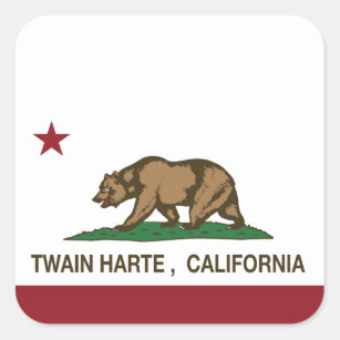California Republic Flag Twain Harte Square Sticker