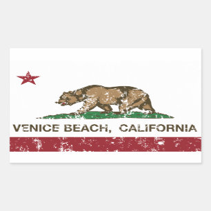 California Republic Flag Venice Beach Rectangular Sticker