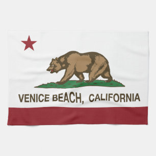 California Republic Flag Venice Beach Tea Towel