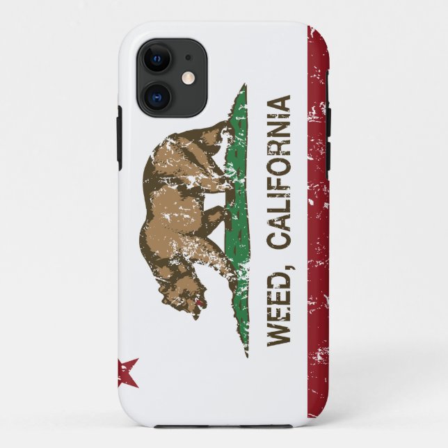 California Republic Flag Weed Case-Mate iPhone Case (Back)
