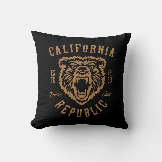 California Republic Grizzly Bear Head Logo Cushion (Front)