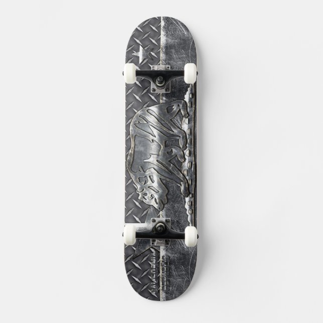 CALIFORNIA REPUBLIC Grunge Steel Cutouts Diamond P Skateboard (Front)