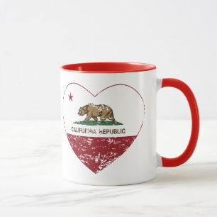 California Republic Heart Distressed Mug