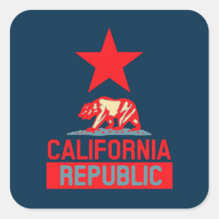 California Republic in Red and Blue Style Decor Square Sticker