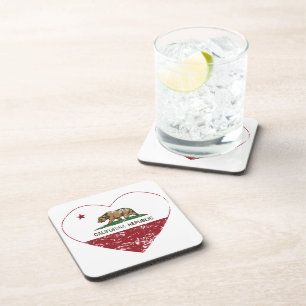 California Republic Love Heart Distressed Coaster