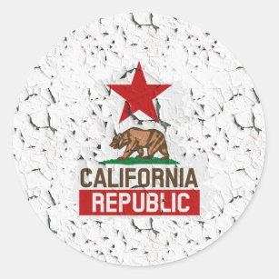 California Republic Peeling Paint  Classic Round Sticker