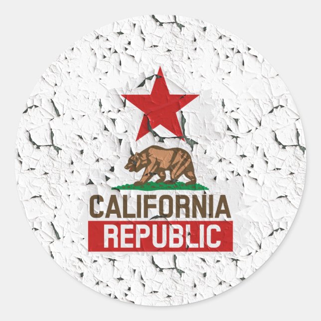 California Republic Peeling Paint  Classic Round Sticker (Front)