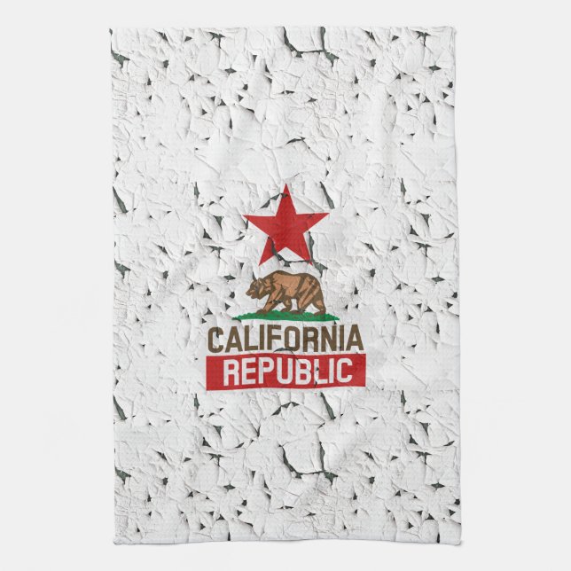 California Republic Peeling Paint Decor Tea Towel (Vertical)