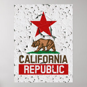 California  Republic Peeling Paint Poster