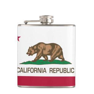 California Republic State Bear Flag Hip Flask