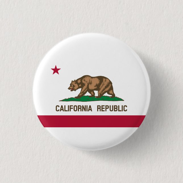 California Republic State Flag 3 Cm Round Badge (Front)