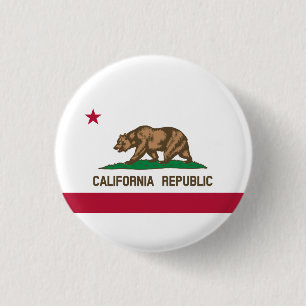 California Republic State Flag 3 Cm Round Badge