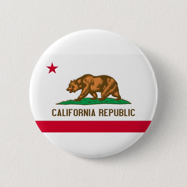California Republic State Flag 6 Cm Round Badge (Front)