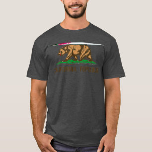California Republic State Flag Bear Surfboard  T-Shirt