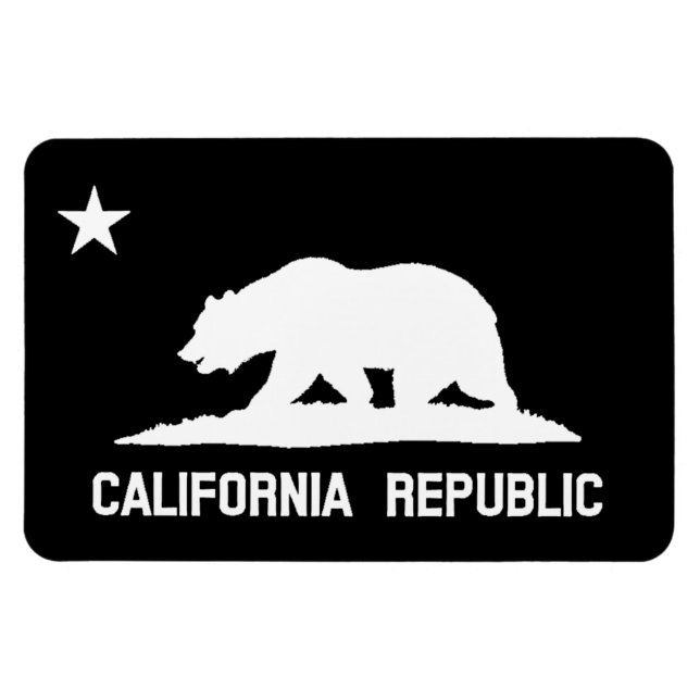California Republic State Flag Black/White Magnet (Horizontal)