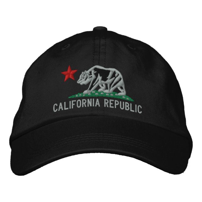CALIFORNIA REPUBLIC State Flag Embroidered Cap (Front)
