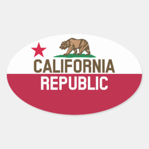 CALIFORNIA REPUBLIC State Flag Fitted Designs Oval Sticker