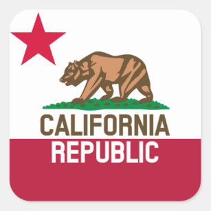 CALIFORNIA REPUBLIC State Flag Fitted Designs Square Sticker