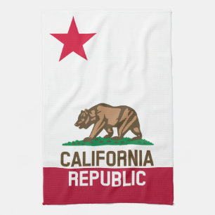 CALIFORNIA REPUBLIC State Flag Fitted Designs Tea Towel
