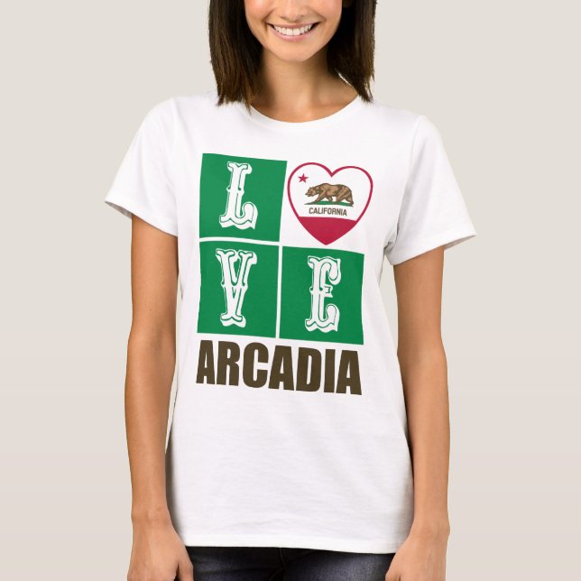 California Republic State Flag Heart Arcadia T-Shirt (Front)