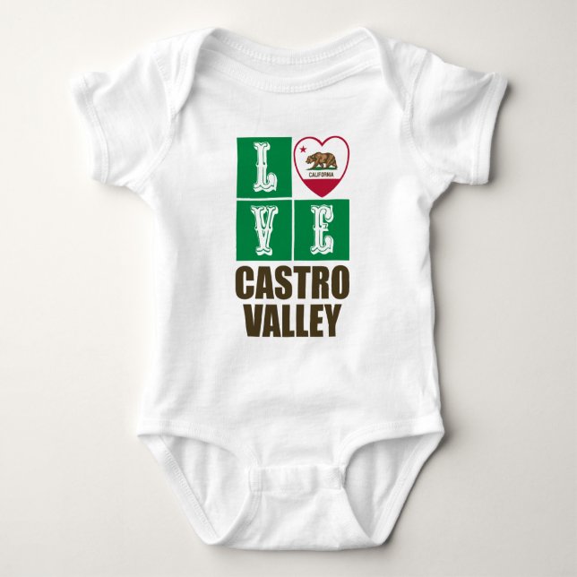 California Republic State Flag Heart Castro Valley Baby Bodysuit (Front)