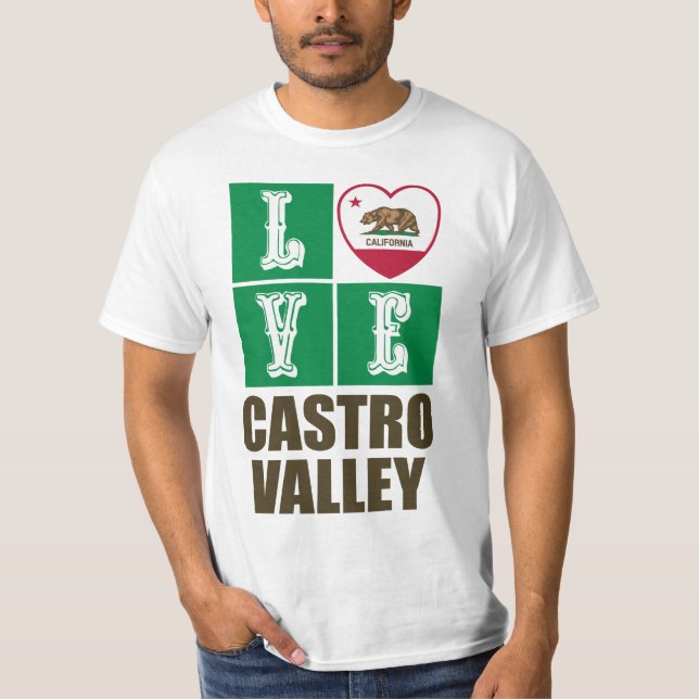 California Republic State Flag Heart Castro Valley T-Shirt (Front)