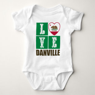 California Republic State Flag Heart Danville Baby Bodysuit