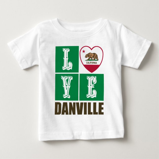 California Republic State Flag Heart Danville Baby T-Shirt (Front)