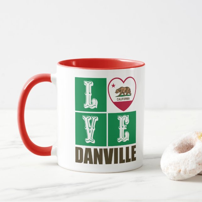 California Republic State Flag Heart Danville Mug (With Donut)