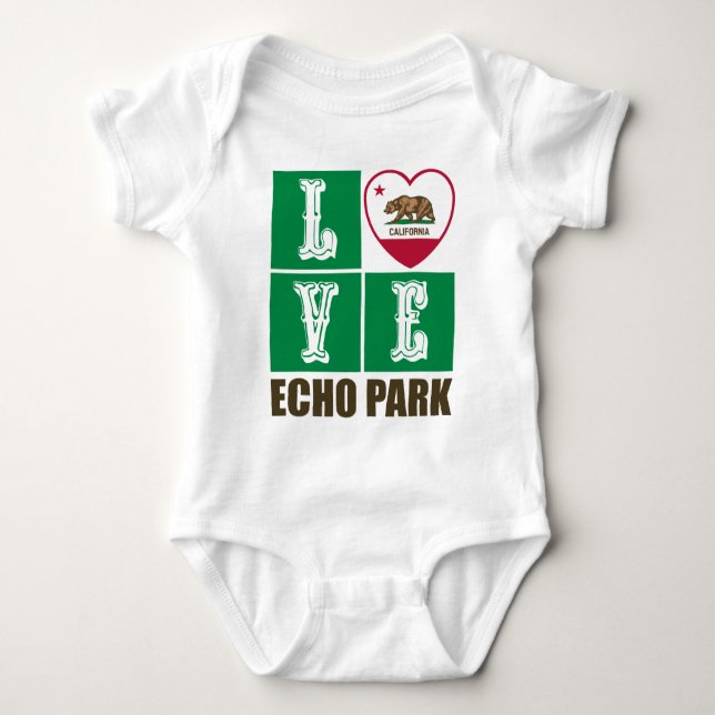 California Republic State Flag Heart Echo Park Baby Bodysuit (Front)