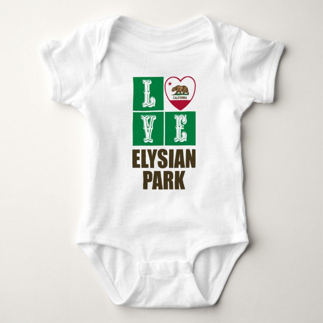 California Republic State Flag Heart Elysian Park Baby Bodysuit (Front)