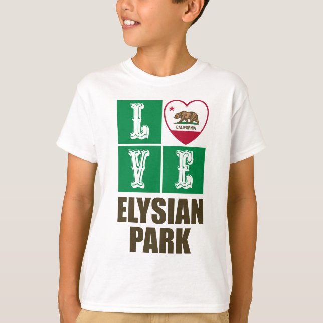 California Republic State Flag Heart Elysian Park T-Shirt (Front)