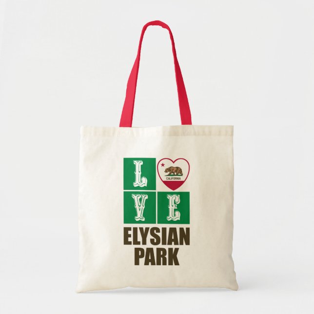 California Republic State Flag Heart Elysian Park Tote Bag (Front)