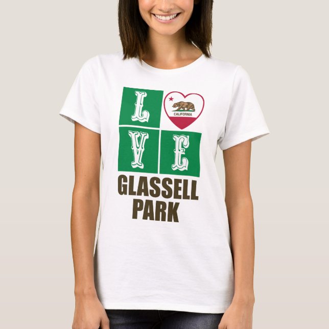 California Republic State Flag Heart Glassell Park T-Shirt (Front)