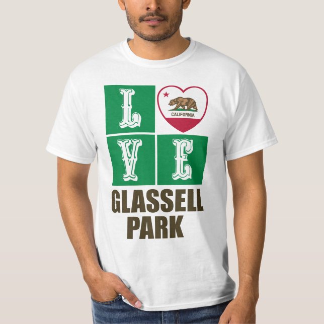 California Republic State Flag Heart Glassell Park T-Shirt (Front)