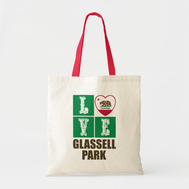 California Republic State Flag Heart Glassell Park Tote Bag (Front)