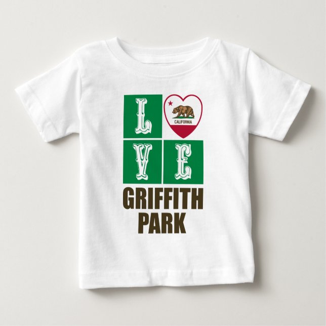 California Republic State Flag Heart Griffith Park Baby T-Shirt (Front)