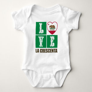 California Republic State Flag Heart La Crescenta Baby Bodysuit