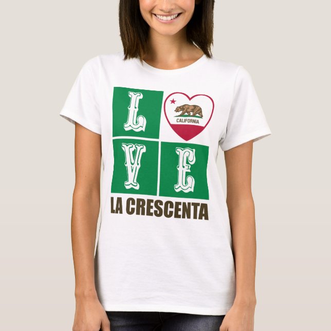 California Republic State Flag Heart La Crescenta T-Shirt (Front)