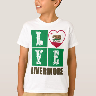 California Republic State Flag Heart Livermore T-Shirt