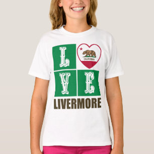 California Republic State Flag Heart Livermore T-Shirt