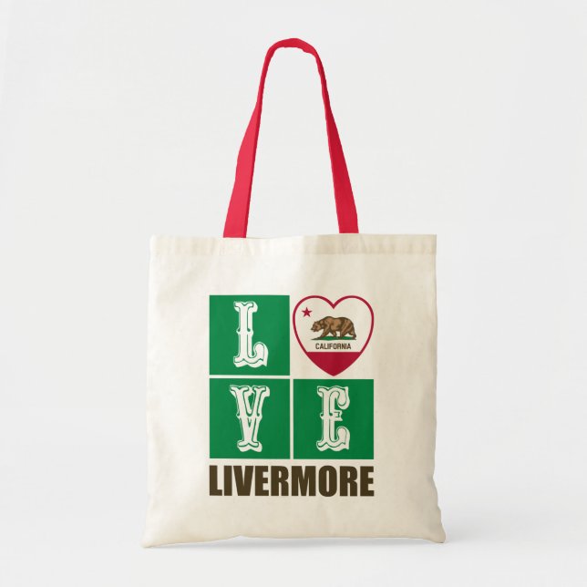 California Republic State Flag Heart Livermore Tote Bag (Front)