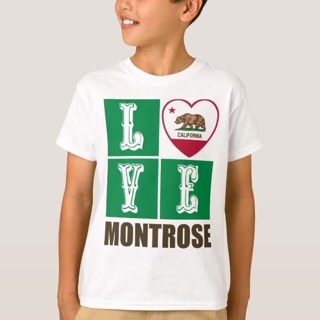 California Republic State Flag Heart Montrose T-Shirt (Front)