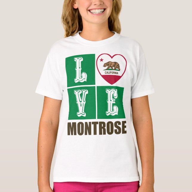 California Republic State Flag Heart Montrose T-Shirt (Front)
